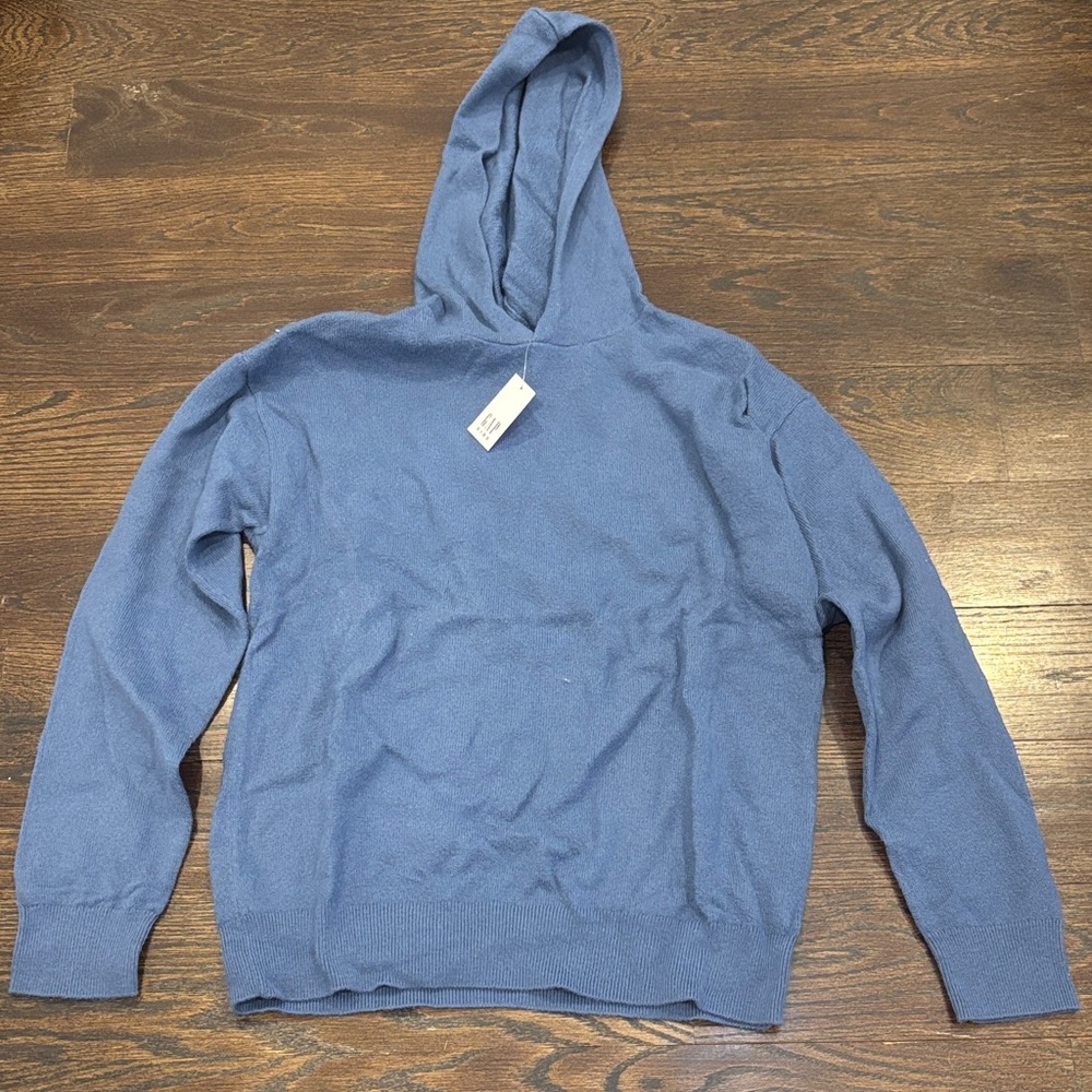 NWT GAP Boy’s Blue Hooded Knit Sweater Size XL
